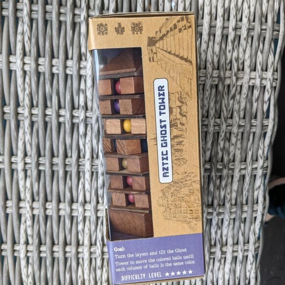 Perfect gift!True Genius Aztec Ghost Tower Wood Brainteaser Puzzle - Picture 3 of 6